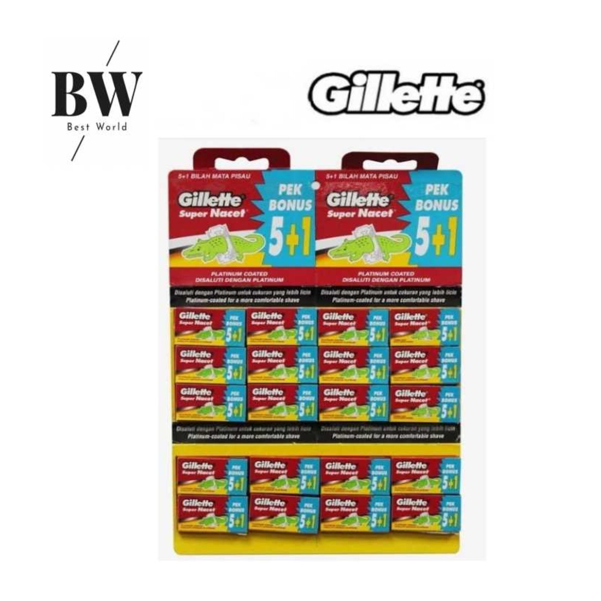 Gillette Super Nacet Razor Blades 5+1 Blades 20boxes Lazada