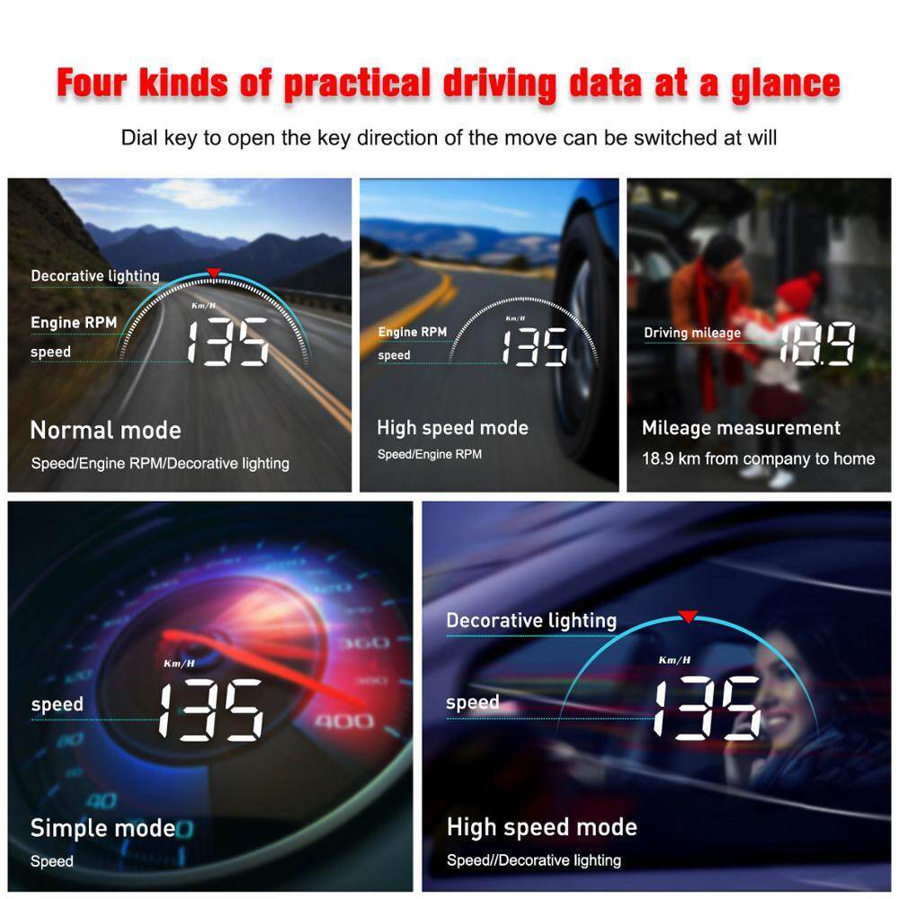 HUD Xe Hơi EKLEVA Màn Hình Hiển Thị, Hệ Thống Cảnh Báo Quá Tốc OBD2 II EUOBD Báo Động Điện Áp Tự Động Cho Kính Chắn Gió Máy Chiếu