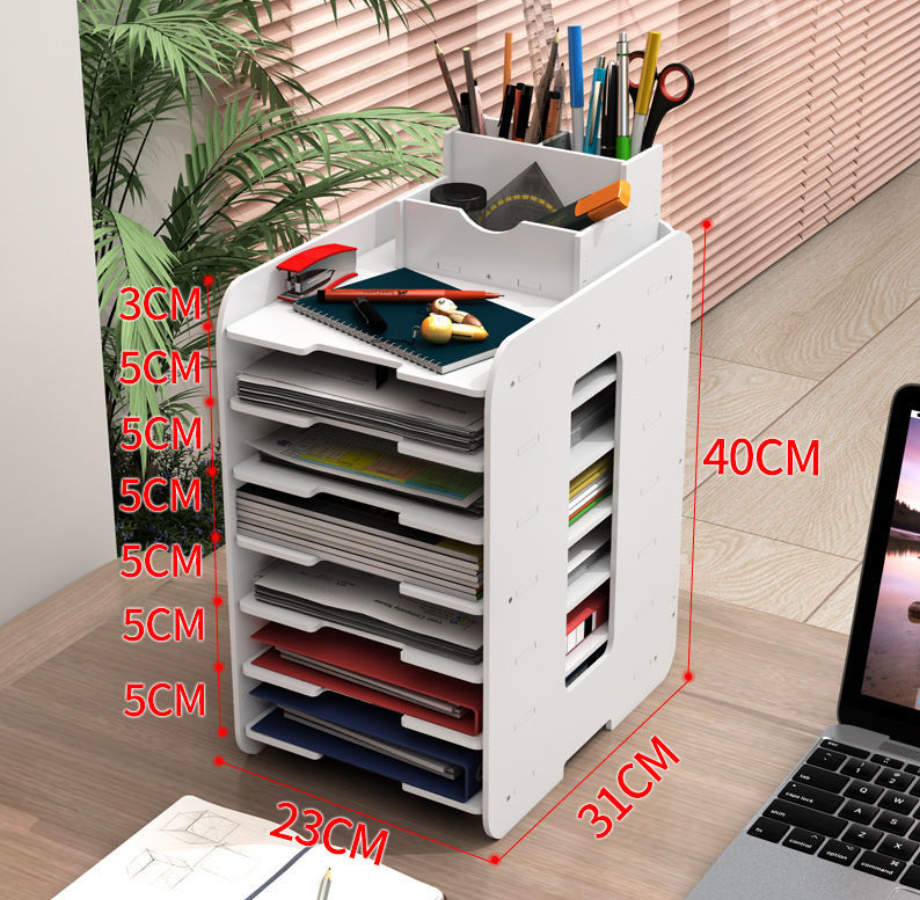 7 Tiers File Paper Organizer for Desk Desktop White File Holder Office Desk Organizer Mail Letter Tray & Paper Sorter Document Notebooks Storage Rack for Home Office School Classroom