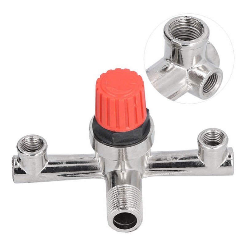 Air Compressor Switch Tube Double Outlet Metal Valve Pressure Nonadjustable Fitting Accessory