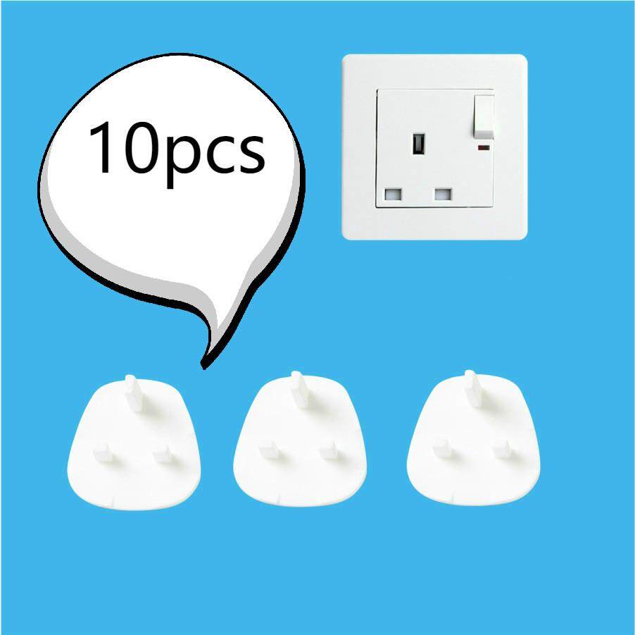 10 X NYLON 3-PIN PLUG COVER PROTECTORS PACK OF 10 CHILD SAFETY DUST CAP