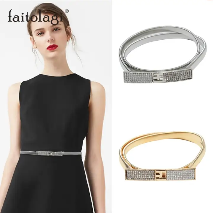 thin silver belt for dress