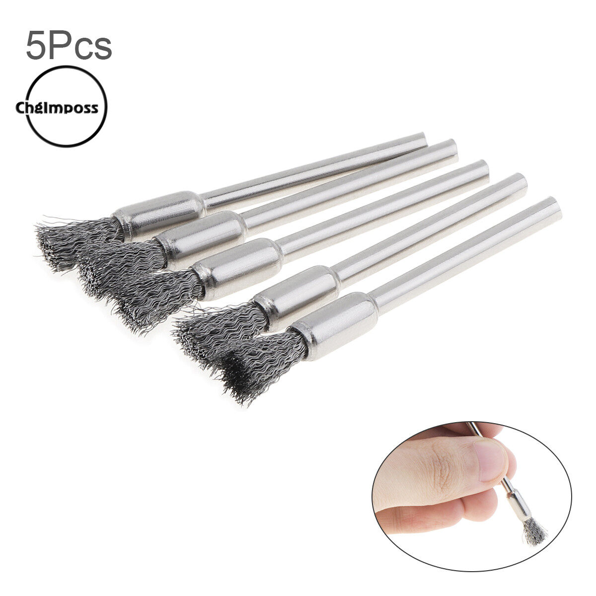 ChgImposs 5 Pcs Mini Stainless Steel Wire Wheel Brush Set for Power Rotary Tools Polishing Buffing Tools