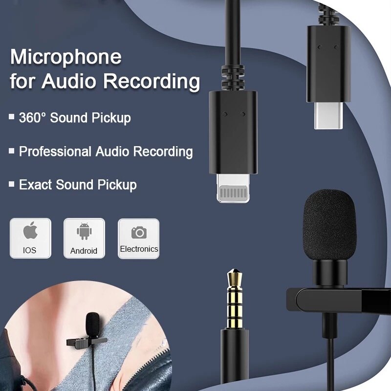 Micro Mini Kẹp Cài Ve Áo Micrô Camera Điện Thoại Máy Vi Tính Micro Tai Ngoài Di Động Cho iPhone Máy Tính Xách Tay Máy Tính
