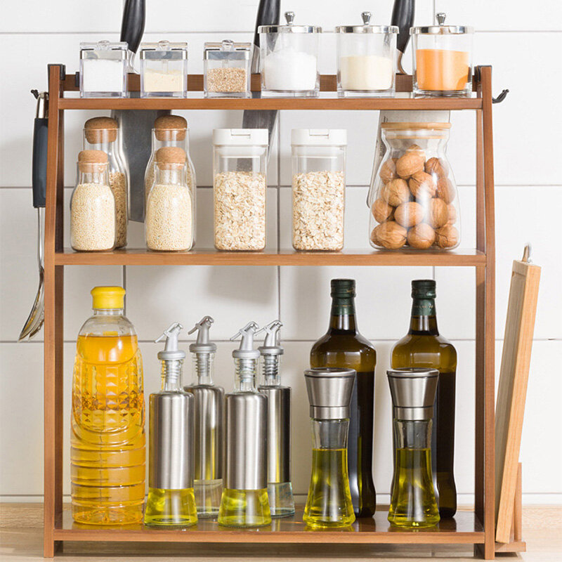 JJT kitchen multi-function shelf shelf wooden spice kitchen storage rack kitchen storage rack kitchen shelves plastic cabinets storage kitchen-shelf kitchen cabinets shelves multi-function storage cabinets