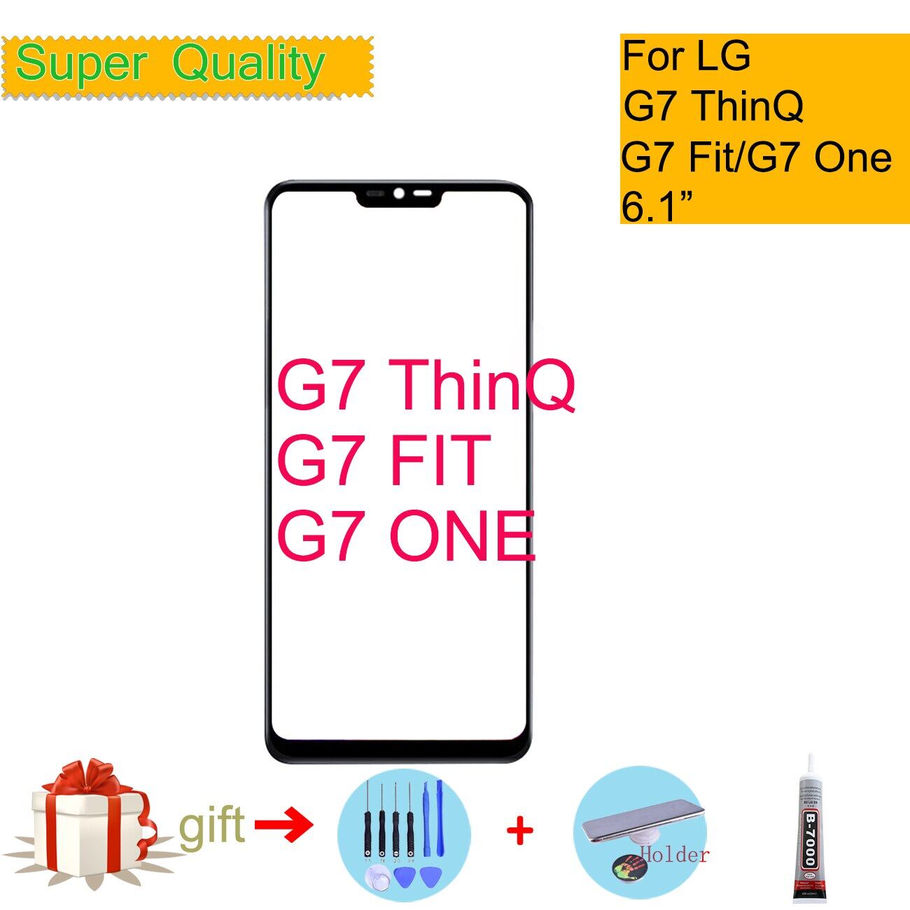 For lg g7 thinq g7 g710 g7 fit touch screen front glass panel front outer glass lens for lg g7 one lcd glass replacement