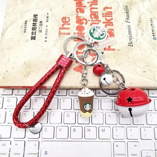 Startbuck Official Store Starbuck China Cartoon Simulated Food Key Chain Starbuck Cup Braided Rope Bell Car Couple Key Chain Schoolbag Pendant