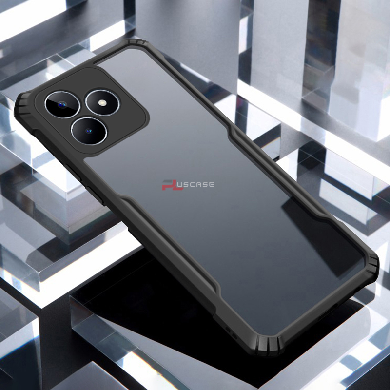 PlusCase for Realme C53 C51 Case Air Cushion Hard Crystal Clear Back Soft Border Shockproof Full Protection Phone Casing