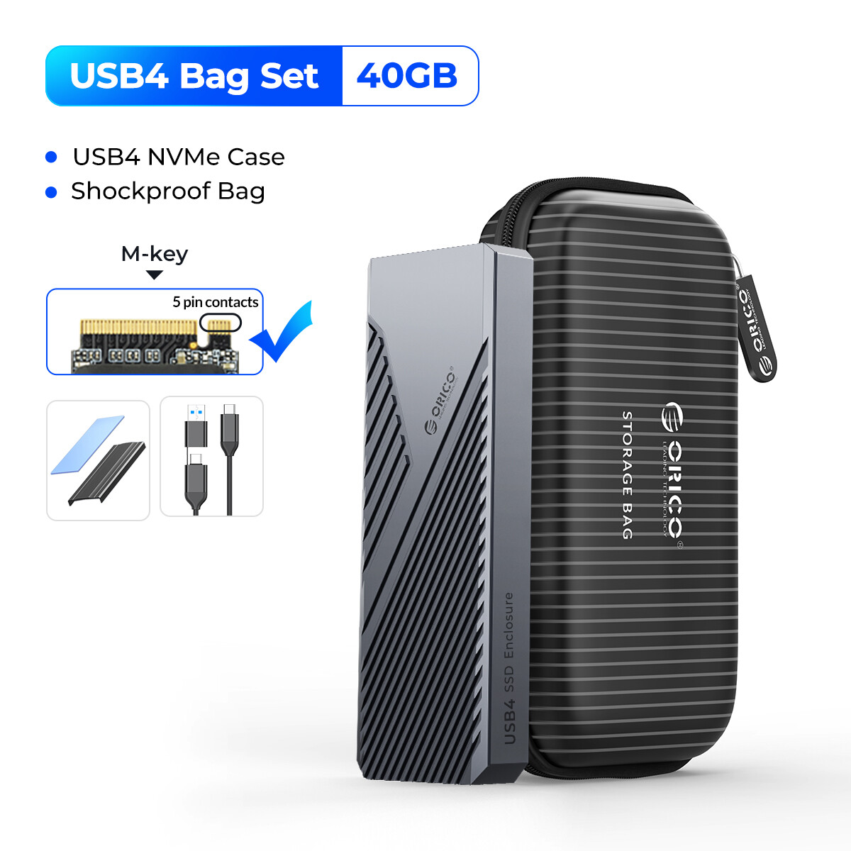 ORICO 7000MB/S NVME Enclosure USB4 40Gbps with Cooling Fan Max