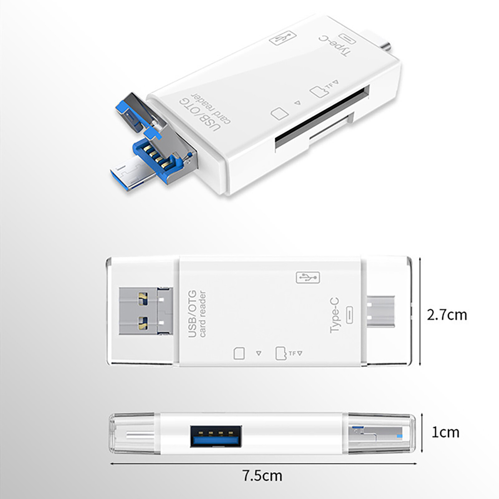 Valeriee 6-in-1 Multifunctional USB 3.0 Card Reader Mini Type-C TF-SD Card Reader OTG Adapter for Mobile Phone USB Card Reader