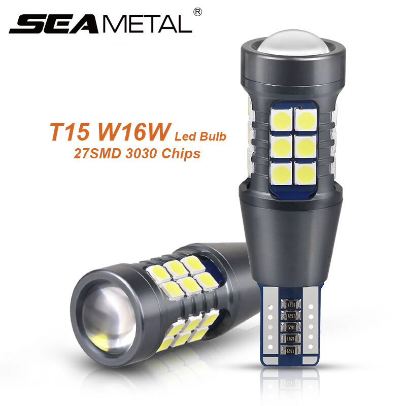 2 cái Đèn LED Lùi Xe T15, Bóng Đèn Trắng W16W T15 921 912 Đèn 3030 27SMD Siêu Sáng Đèn Đuôi 12V