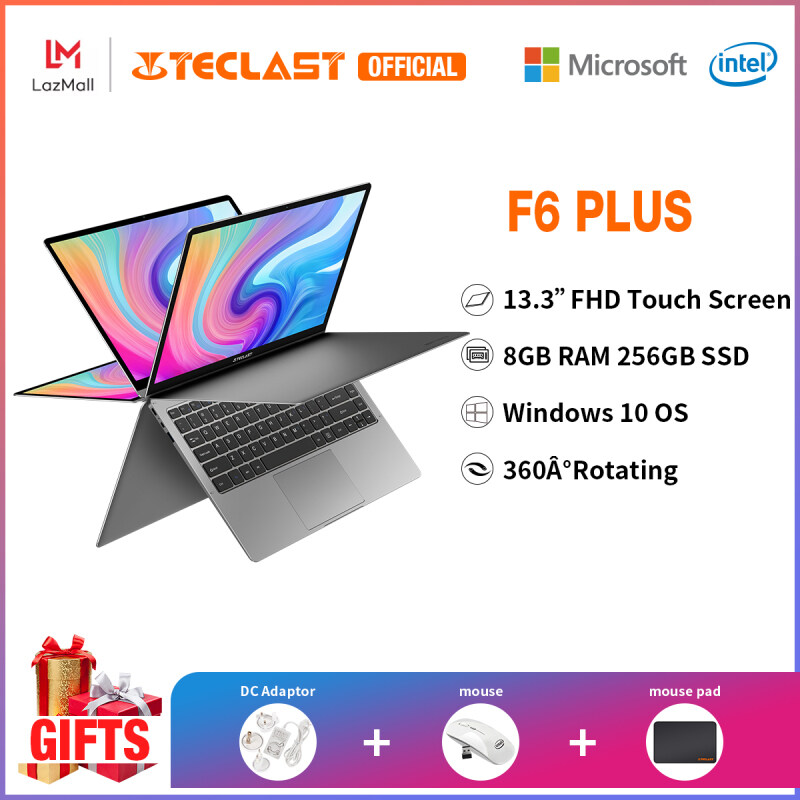 Teclast F6 Plus laptop murah /13.3 inch 360° Rotating Touch FHD Screen Notebook/Windows 10 / 8GB RAM 256GB SSD/Intel Celeron N4100/1 year warranty/Installment LAPTOP MURAH Malaysia