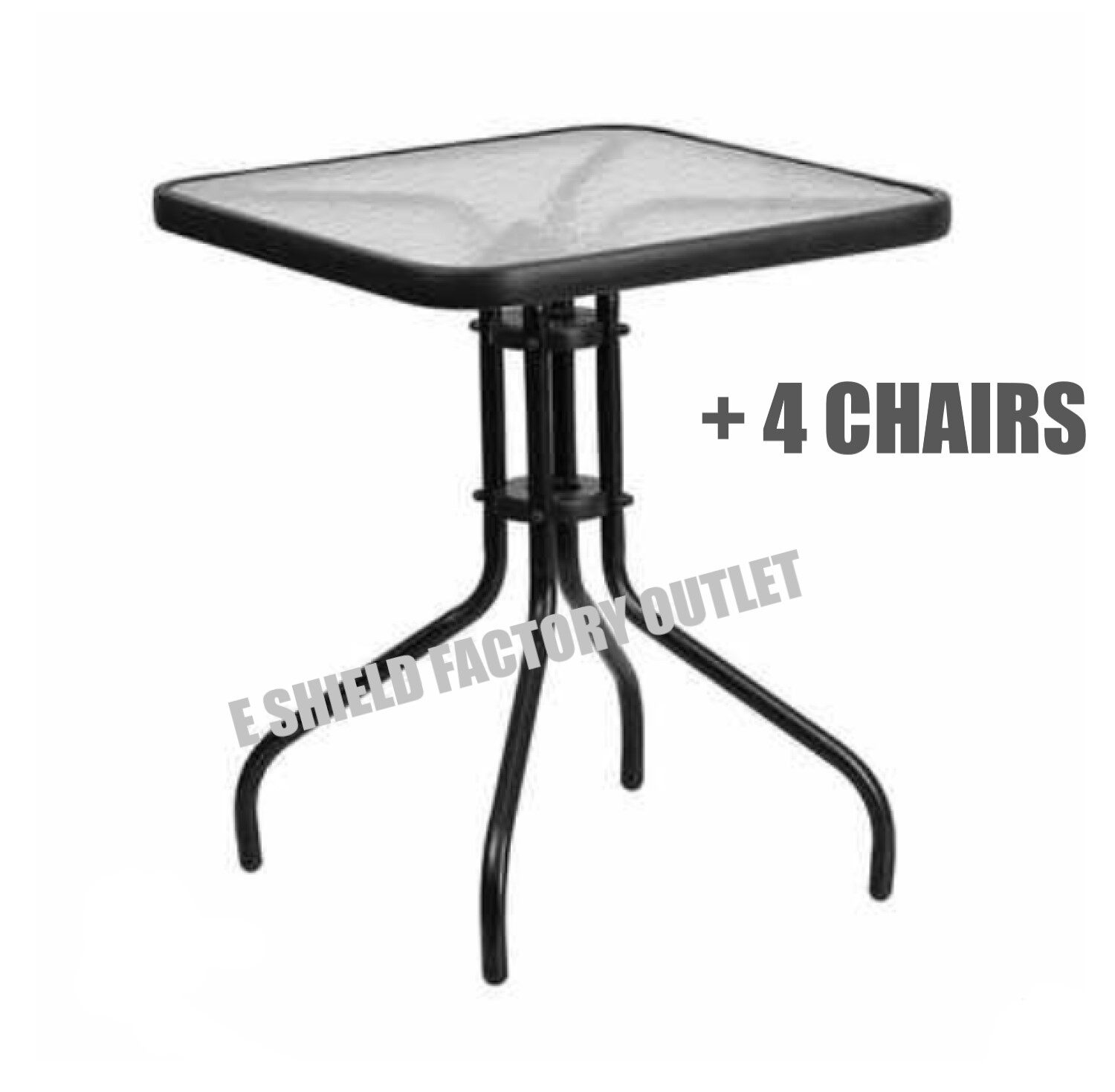 Garden Table Set (4 Chairs + Table) Outdoor Table Powder Coated Set