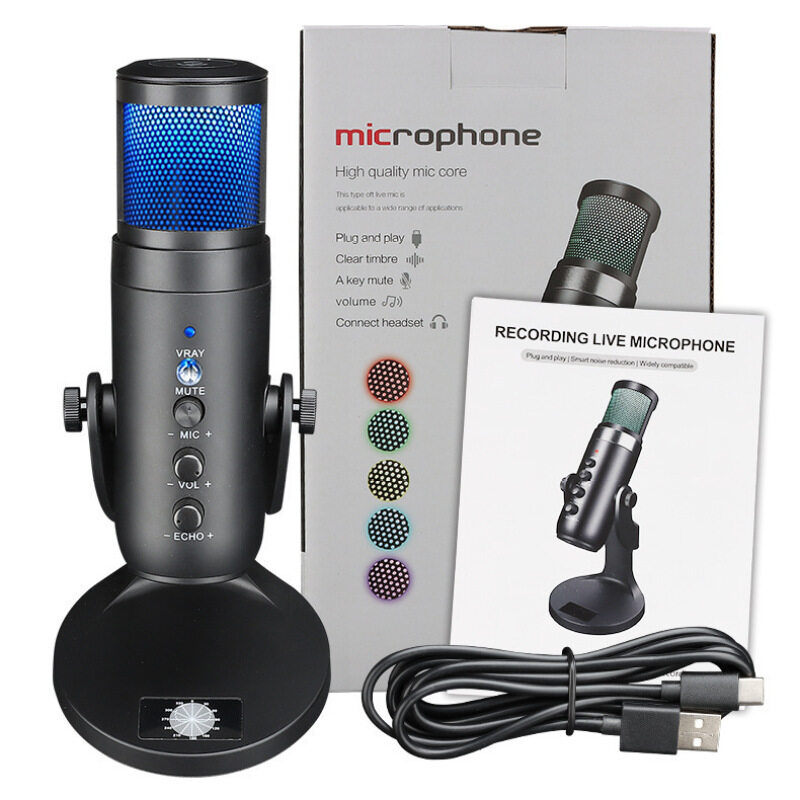 Rgb Micrô Điện Dung Giảm Tiếng Ồn Usb Chuyên Nghiệp Micrô Thu Âm Để Phát