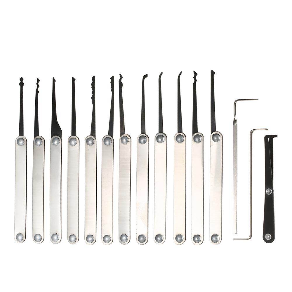 15pcs Lock Picking Set Kit Tool with Transparent Practice Training Padlock Lock for Locksmith Beginners and Professional