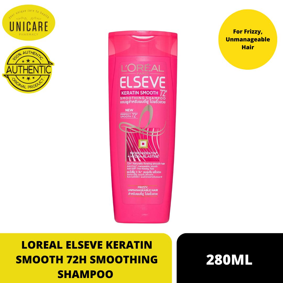 LOREAL ELSEVE KERATIN SMOOTH 72H SMOOTHING SHAMPOO 280ML Lazada