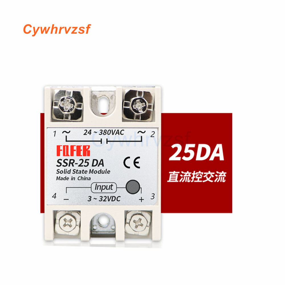 SSR-10DA SSR-25DA SSR-40DA 10A 25A 40A Solid State Relay Module 3-32V Input DC 24-380V AC Output High Quality