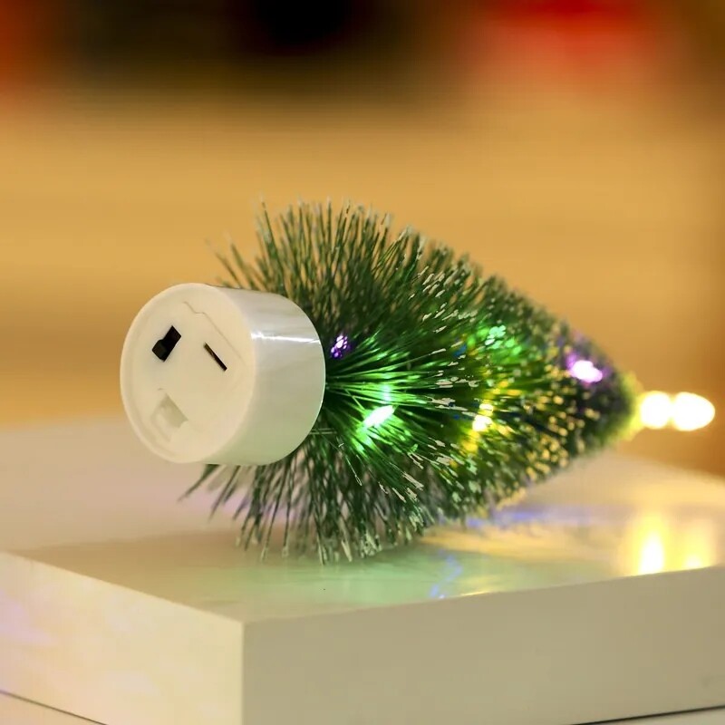 17cm Christmas Tree with Light String Colorful Glowing Pine Tree Ornaments Desktop Christmas Decoration New Year Party Gift