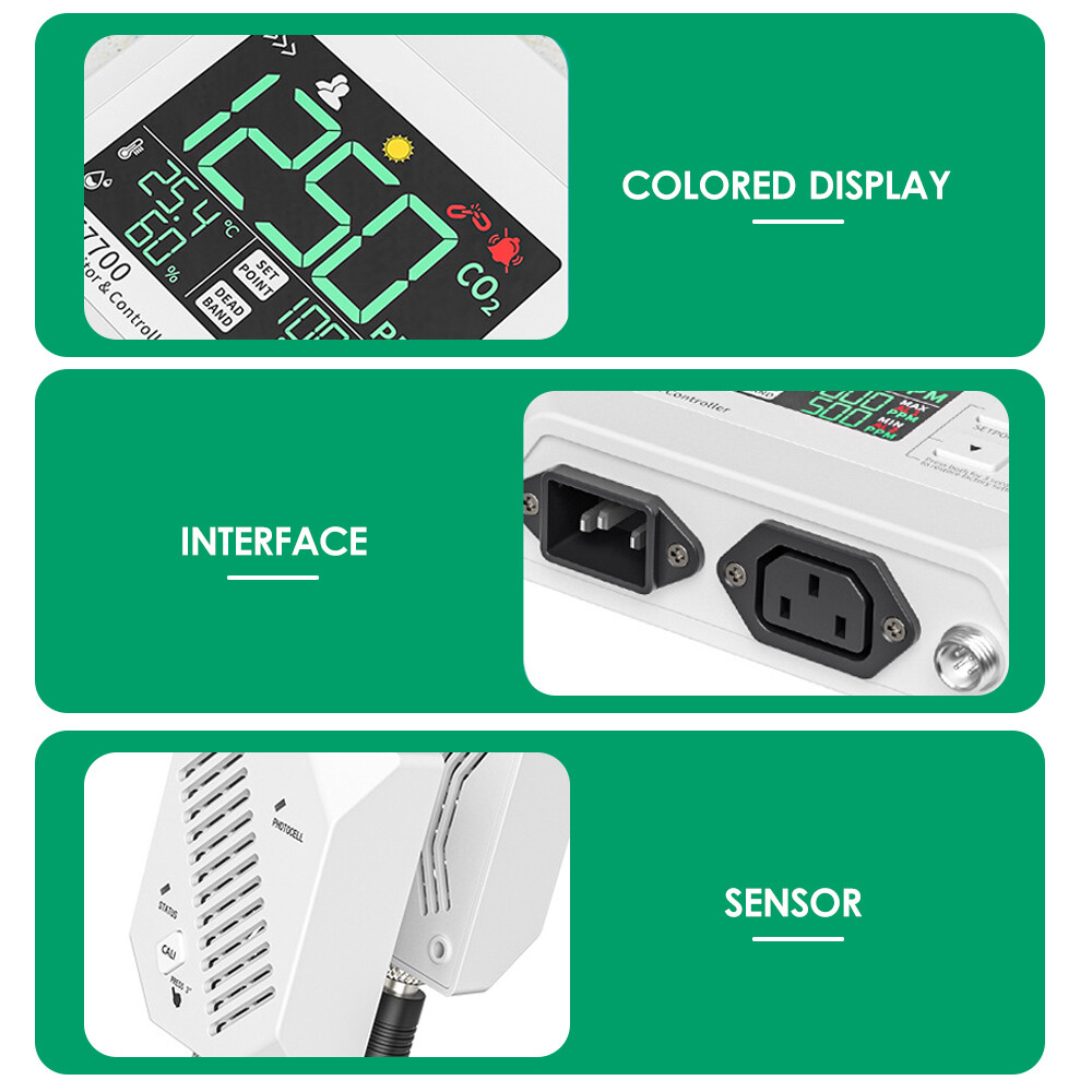 KKmoon CO2 Monitor & Controller CO2 Concentration Tester Controller 0~9999ppm Measuring Range with Human & Plant Mode High Sensitive Wall-mounted Carbon Dioxide Air Quality Monitor Detection Controller Relay for Cultivation Breeding Greenhouse