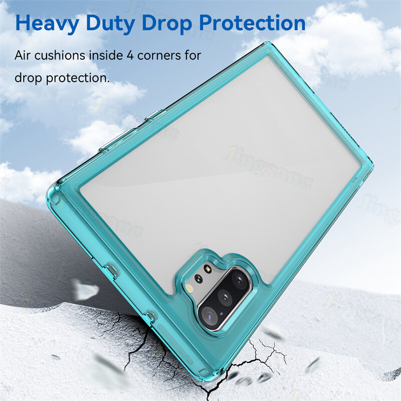 Jingsanc Hard Case For Samsung Galaxy Note 10 Plus/Note 10+/Note 10 Hybrid Armor Clear Candy Bumper Soft TPU Edge Shockproof Phone Casing Cover Shell samsung note 10 plus/note 10+/note 10