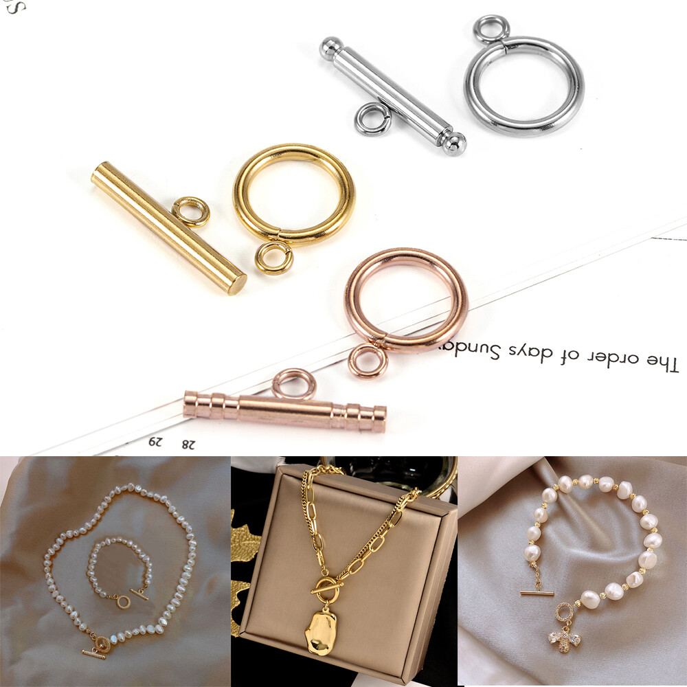 6 Sets Gold Color Stainless Steel Fastener Bracelet Toggle Clasp Buckle Connector For Jewelry Making OT Clasps Diy Accessories