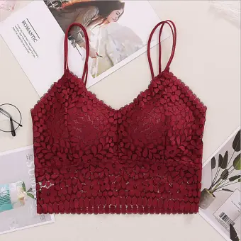 red bralette crop top