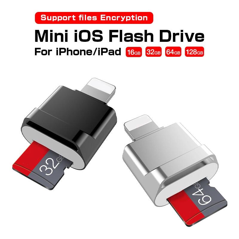 Đầu Đọc Thẻ Cho iPhone Bộ Chuyển Đổi Đầu Đọc Thẻ Micro SD TF Cho Hệ Thống IOS 13 Phía Trên Đầu Đọc Thẻ Nhớ OTG Bên Ngoài Cho iPhone 13 11