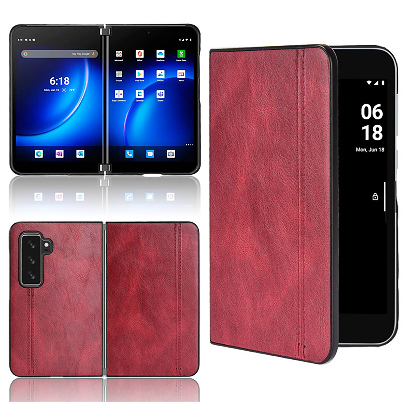 For Microsoft Surface Duo 2 Case PC Matte Leather Shockproof Slim Cover Skin