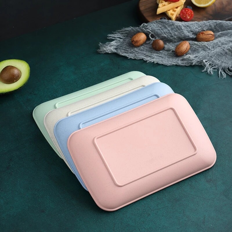 YESPERY Đĩa Hình Chữ Nhật Bằng Rơm Lúa Mì Sáng Tạo Bộ Đồ Ăn Melamine Tốt Cho Sức Khỏe Dụng Cụ Nấu Ăn Nhà Bếp Đĩa Mì Ống Sushi Tráng Miệng Đĩa