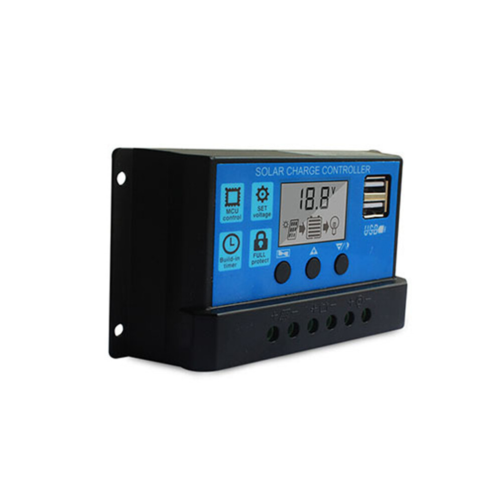 100A Solar Charge Controller, Upgraded Solar Panel USB Port Solar Panel Battery Intelligent Regulator, Multi-Function Adjustable LCD Display Street Light Controller