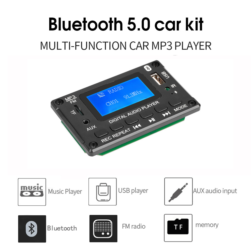 Bảng Giải Mã Bluetooth 5.0 Không Dây Màn Hình LED DC 5V 12V Mô-đun Trang Trí MP3 Máy Phát MP3 WMA Có Chức Năng Ghi Âm