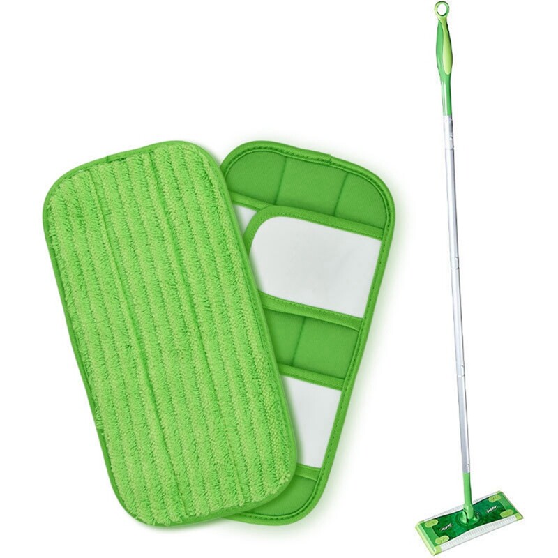 2PCS Wet/Dry Flat Mop Cloth Microfiber Floor Mop Replacement for Swiffer Sweeper Machine Washable Easy to Replace