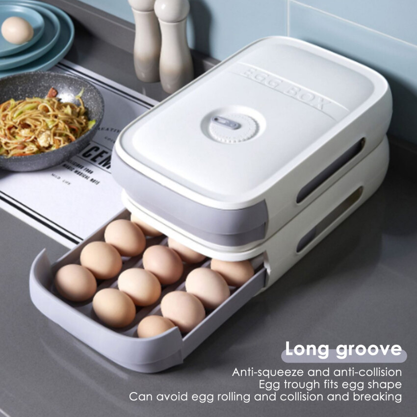 Drawer Type Egg Storage Box,Refrigerator egg rack,Egg Holder Container for 20 Eggs,BPA-Free Plastic
