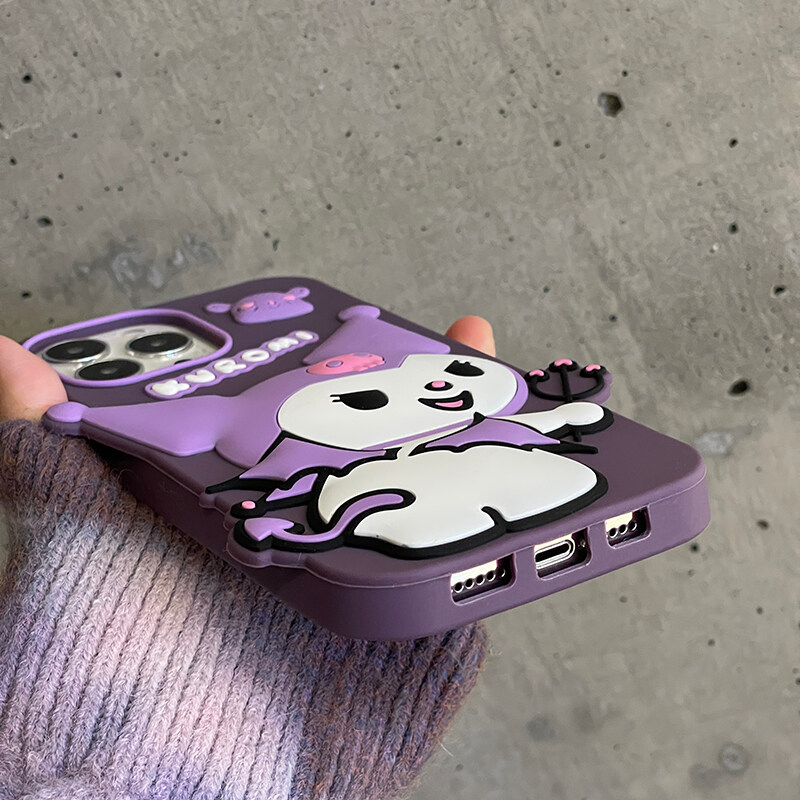 Ốp Điện Thoại Silicone Devil Kuromi Màu Tím Đậm Tương Thích Cho iPhone 14 13 12 Pro Max 11 14pro 13pro 14Promax Ốp Lưng Mềm Chống Sốc