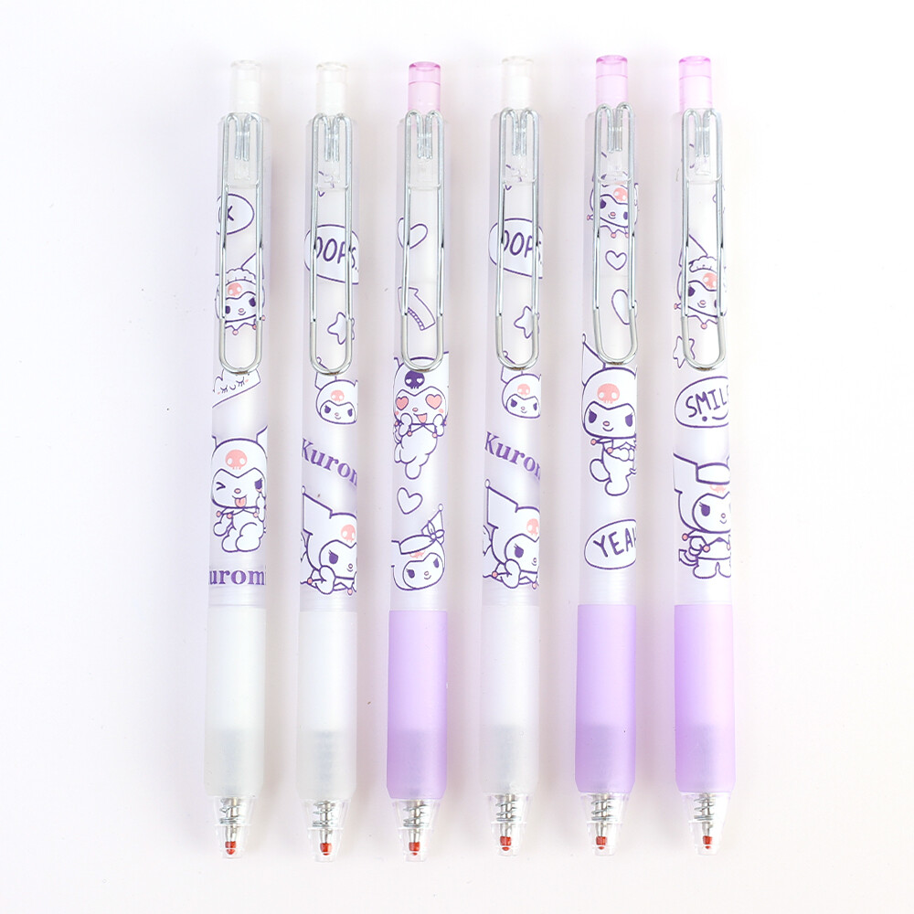 6pcs Cartoon Cute Metal Hook Press Gel Pen Writing Student Stationery Supplies Exam Office School Stationery