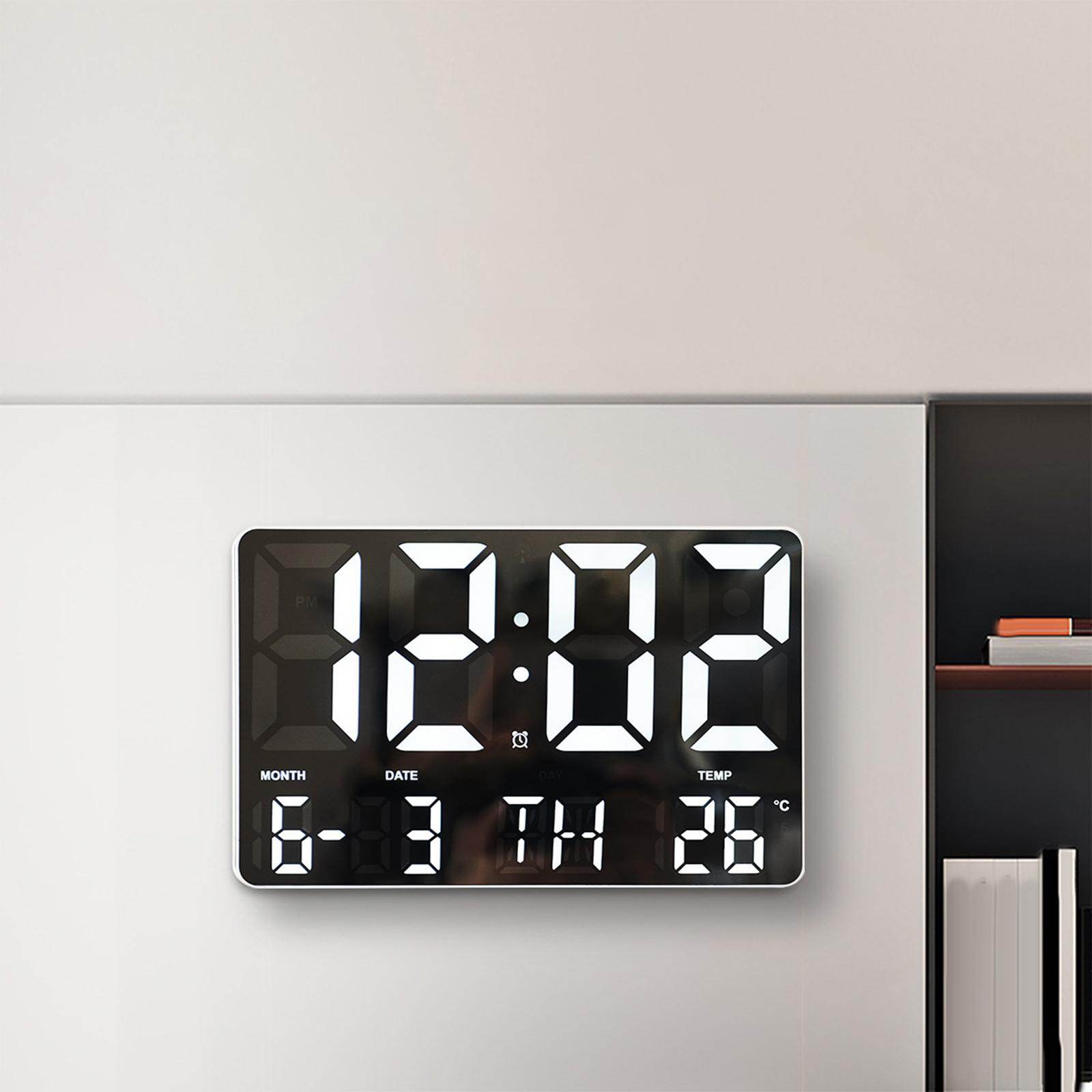 Aituan 10" Digital LED Wall Clock Wall Mountable Temp with Remote Control
