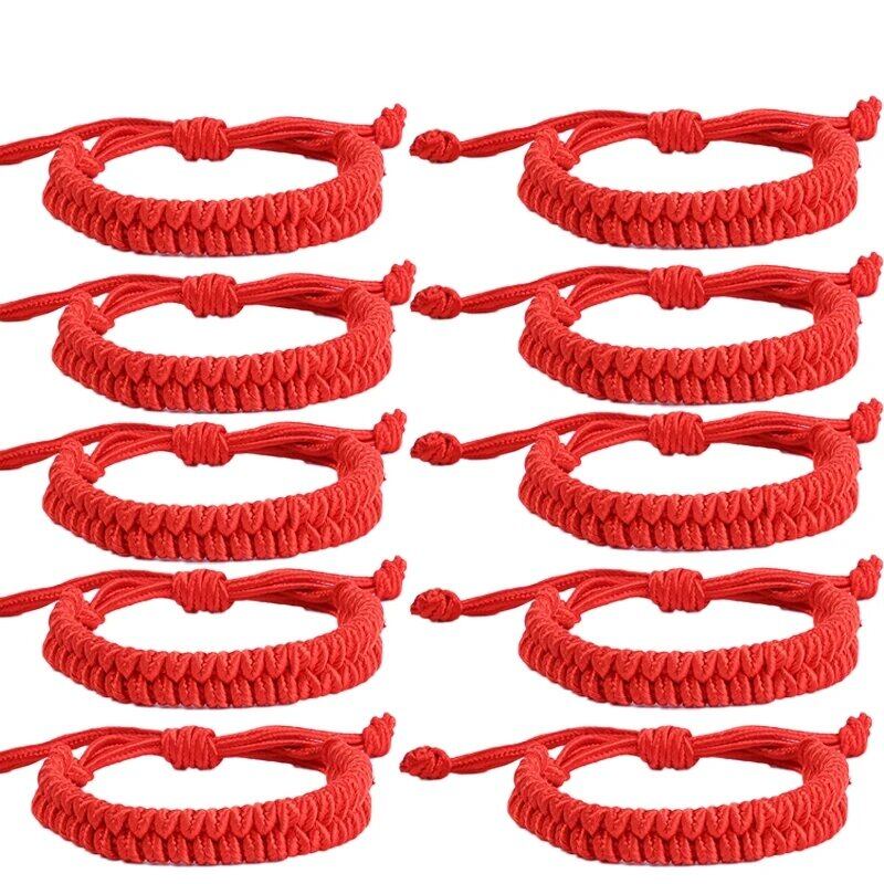 10Pcs Handmade Braid String Bracelets Adjustable Red Woven Rope Good Luck Amulet Bracelet Women Men Girls Jewelry