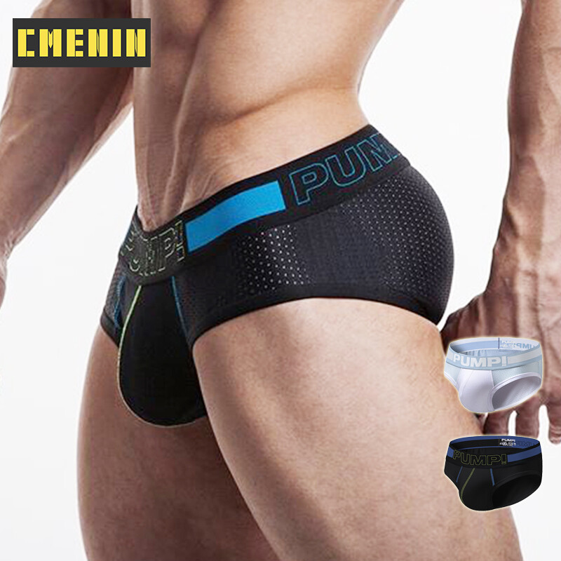 [CMENIN Official Store] Brief For Men (1 Pieces) PUMP Comfort Cotton Sexy Underwear Men Jockstrap Briefs Low Waist Men Bikini Underpants Male Panties Stripe Mens Innerwear H489