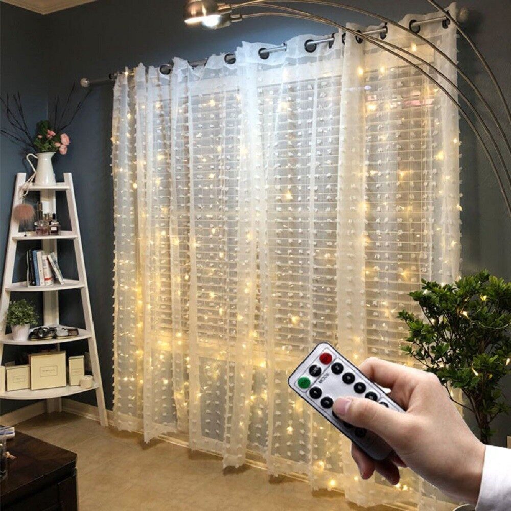 300Leds Curtain Lights 8Modes Led Curtain String Lights Waterproof Fairy Lamp Christmas light Windows Decor with Remote