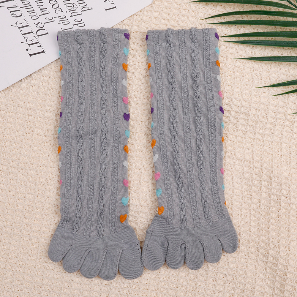 Y2K Ins Colorful Heart Braid Five Toe Socks For Women Spring Autumn Middle Tube Cotton Socks Breathable Crew Split Toe Socks Streetwear
