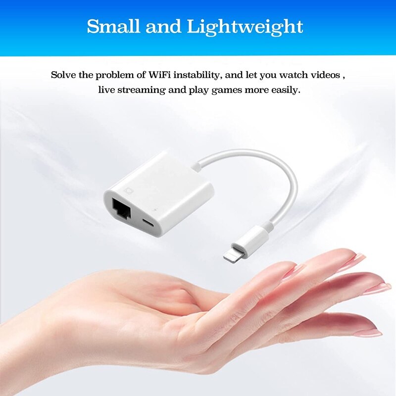 Bộ Chuyển Đổi Lightnig Sang Ethernet, Bộ Chuyển Đổi Mạng LAN Ethernet RJ45, Cắm Và Chạy, Hỗ Trợ Mạng Ethernet 100Mbps Với Cổng Sạc, I-os 10.3.3 Sang I-os 15