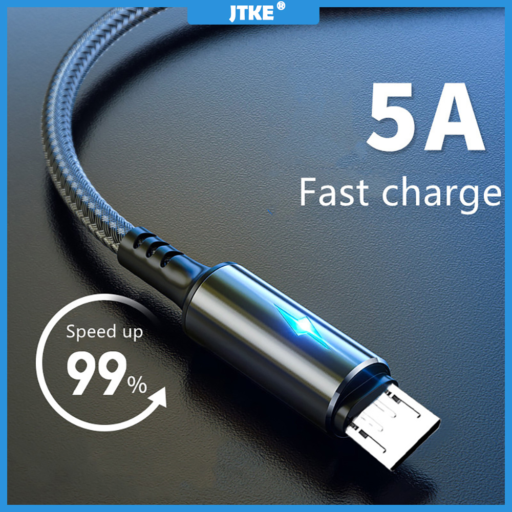 Cáp Micro USB Dây Dữ Liệu Sạc Nhanh LED 5A Cho Android Phụ Kiện Điện Thoại Di Động Cáp Sạc