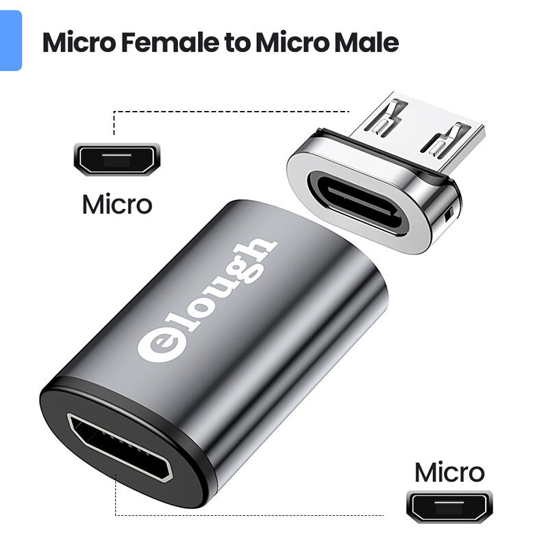 Elough Magnetic OTG Adapter Data cable adapter For iPhone 13 Xiaomi Macbook USB Type C Micro To Micro Type C Lighting Data Transfer OTG Converter