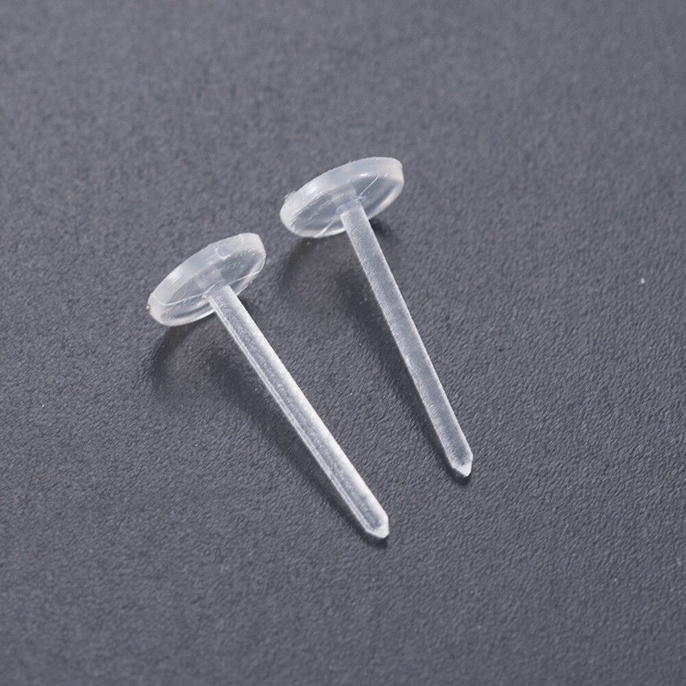 Set 25 cặp/ 50 chốt xỏ khuyên tai nhựa trong suốt không gây dị ứng, hàng có sẵn