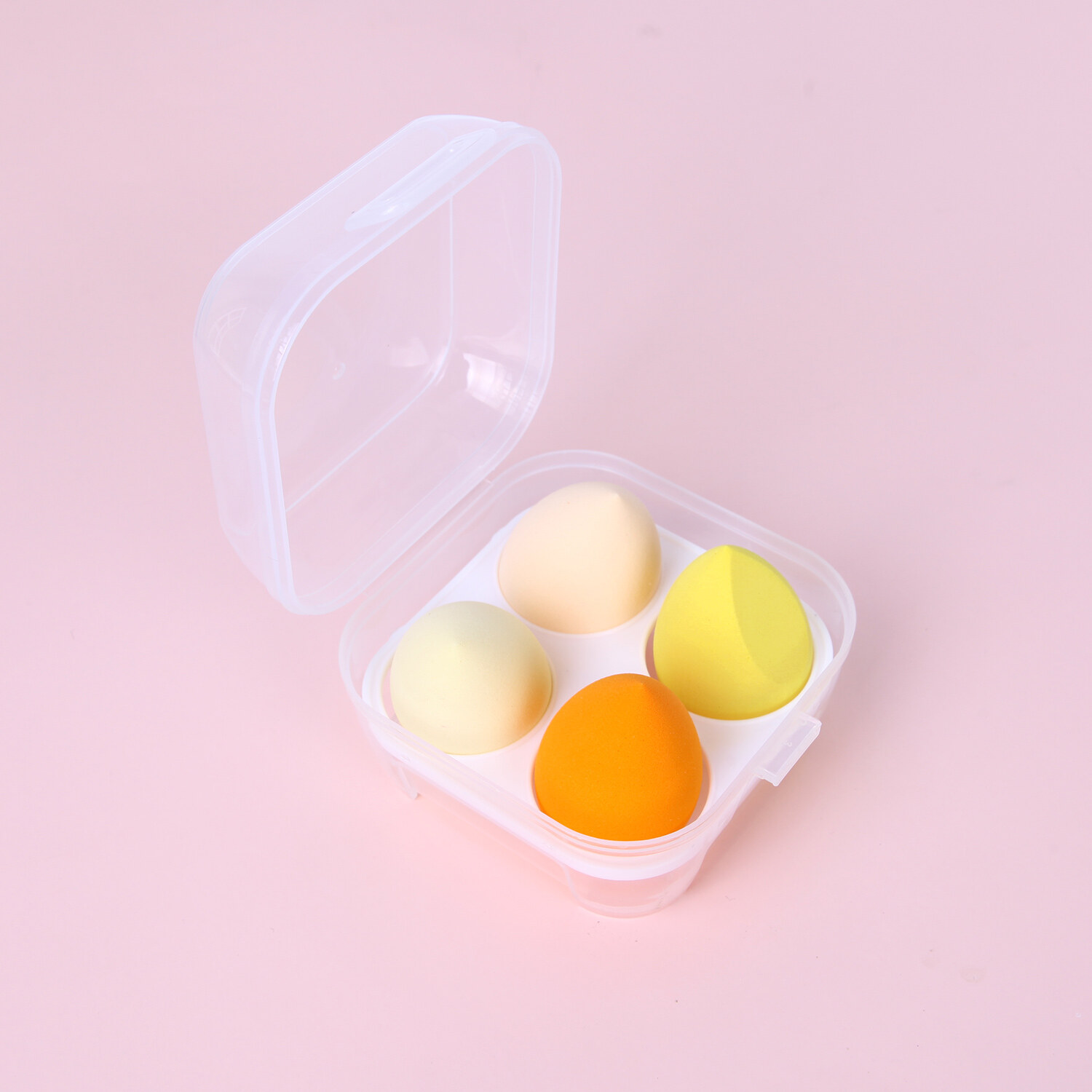 3/4Pcs Makeup Sponge Blender Set with Storage Box Dry&Wet Use Cosmetic Puff