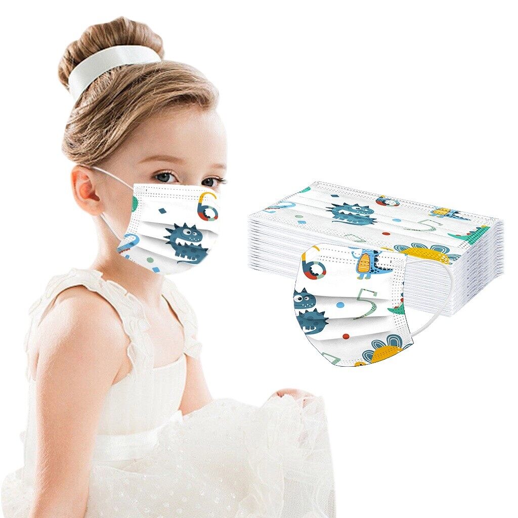 10PCSเด็กพิมพ์ทิ้งFaceMask 3Plyห่วงคล้องหูAnti-PM2.5Mask