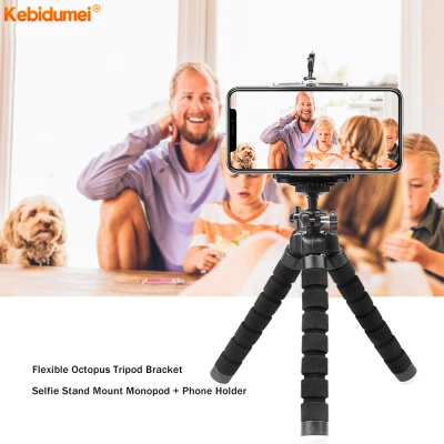 Kebidumei Mini Flexible Sponge Octopus Tripod Bracket Stand + Phone Holder For Gopro Camera Smartphone
