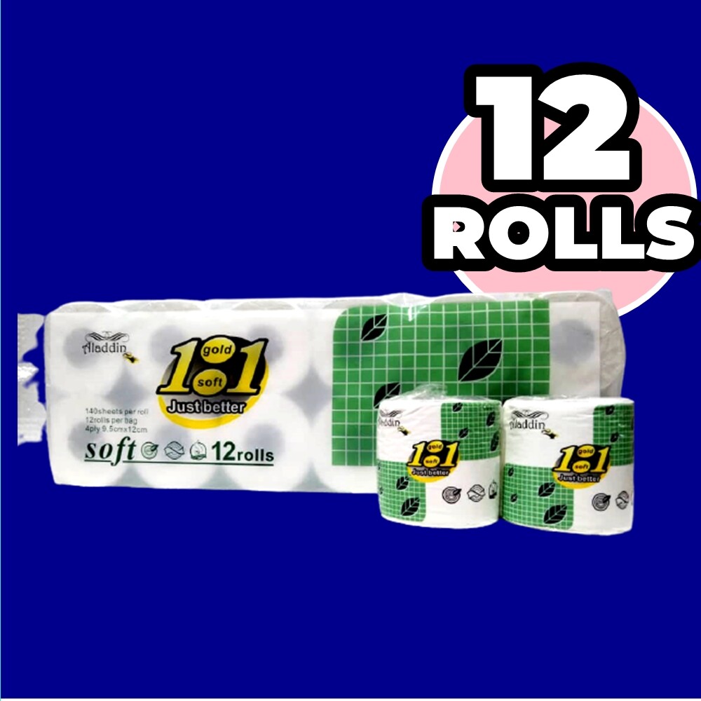 12 ROLLS ALADDIN GOLD AS TENDER AS COTTON • Toilet Paper Rolls Roll