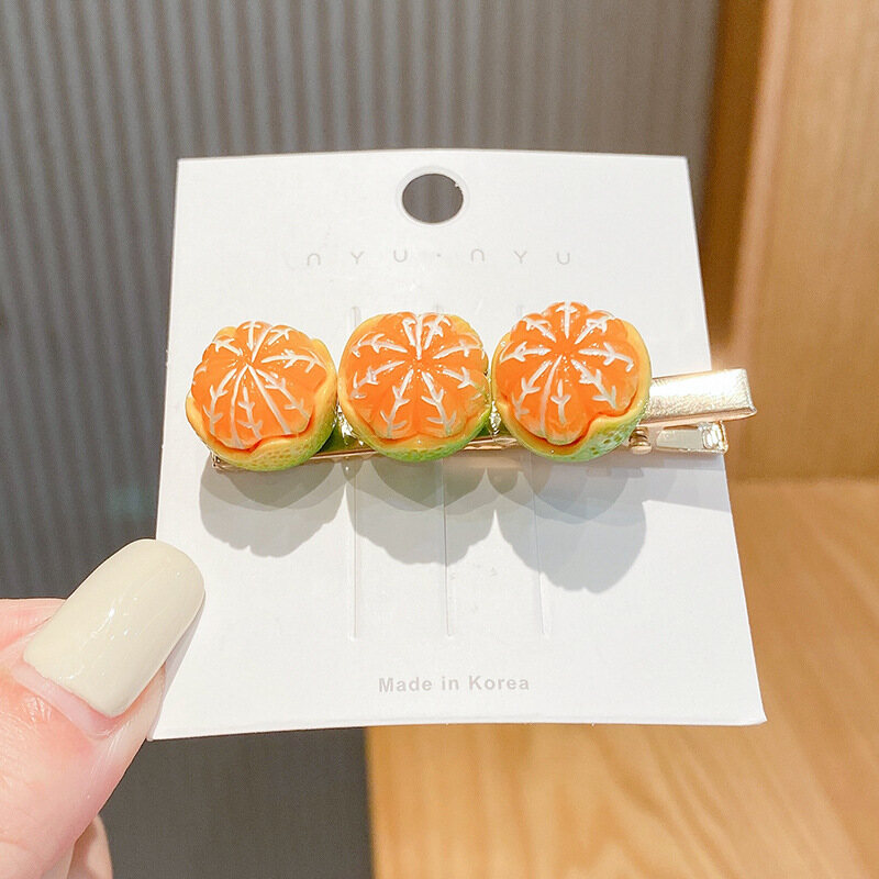 Fashion Girls Women Hair Clips Korean New Fruit Tangerinr Card issuance Cute Sweet Student Maiden Card issuanceHeadwear Hair accessories