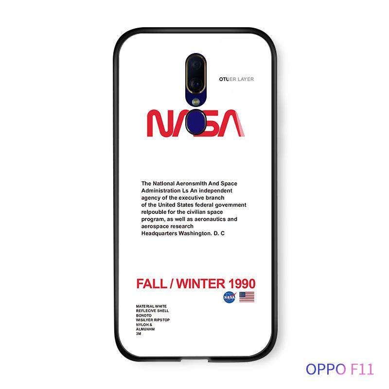 Untuk OPPO F11 A9 A9X Fashion NASA Amerika Ruang Logo Pop Casing Ponsel Populer Glossy Kaca Antigores Kembali Casing Kover